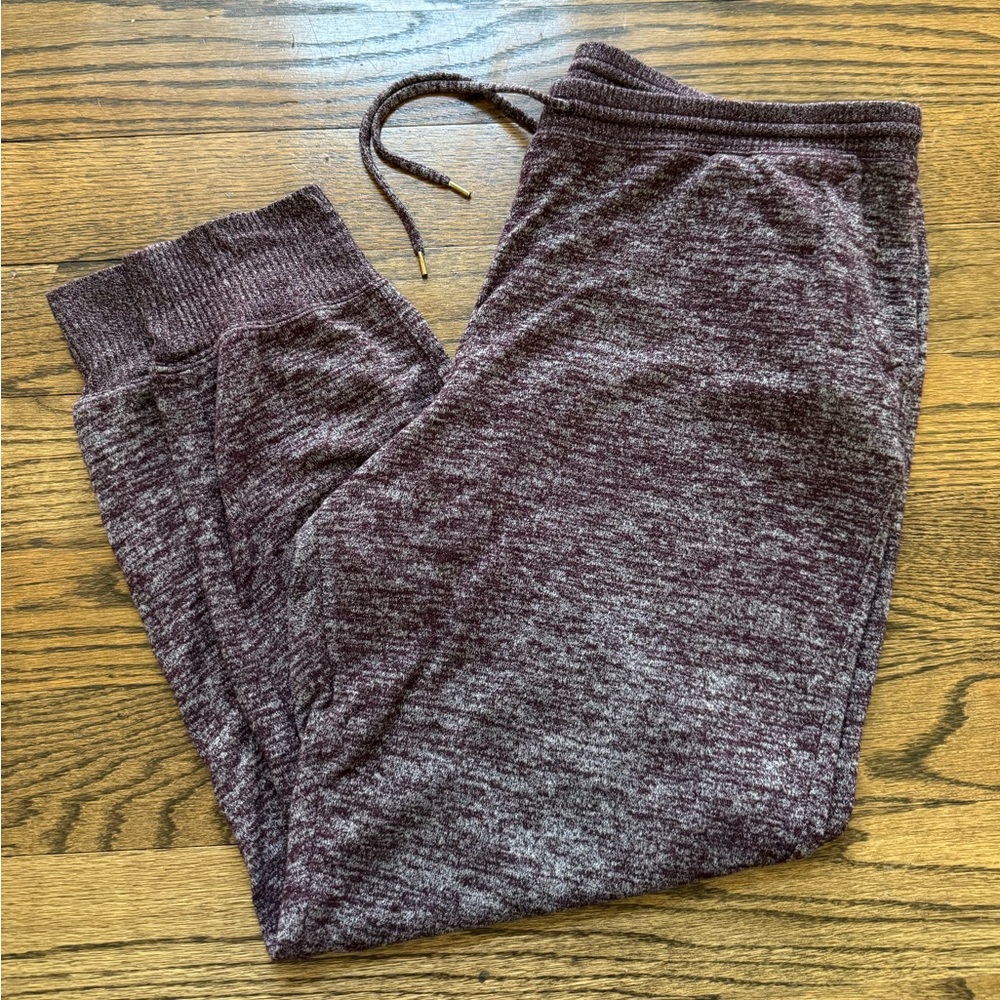 GAP Marled Burgundy Joggers L Cozy Knit Sweatpants